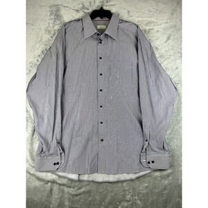 Eton Classic Mens Dress Shirt Blue White Stripe Button Down Long Sleeve Size 47